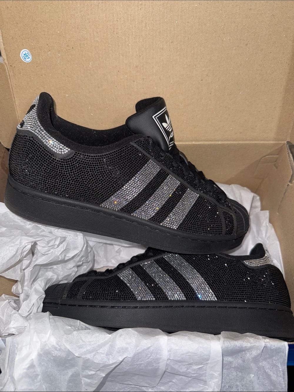 Adidas Women’s Black Glitter Superstar Sneakers